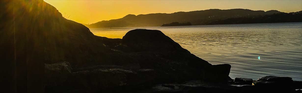 Solnedgang i Morviksanden. Foto.